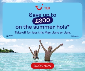 TUI beachtime code save 300 plus a free child place - image of happy people in the sea
